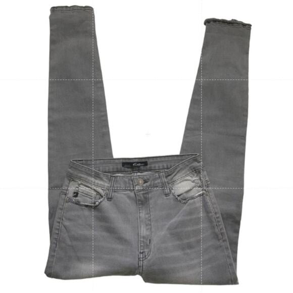 Kancan Jeans Womens 9 Distressed Mid Rise Skinny Charcoal Wash Streetwear Denim - Picture 3 of 12